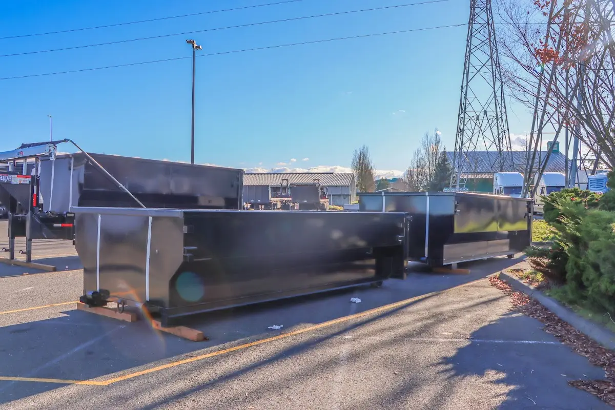 Roll-off dumpster ready for waste disposal at job site for 3 Yard Dumpster Rental in Laramie